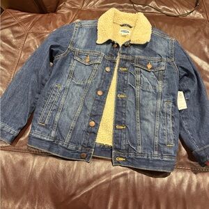 Old Navy Blue Denim Jacket with Cream Sherpa youth L 10-12 NWT